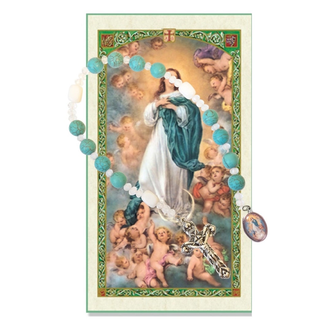 Vintage Immaculate Conception Chaplet – Crystal Beads Catholic Rosary For Mary Mass