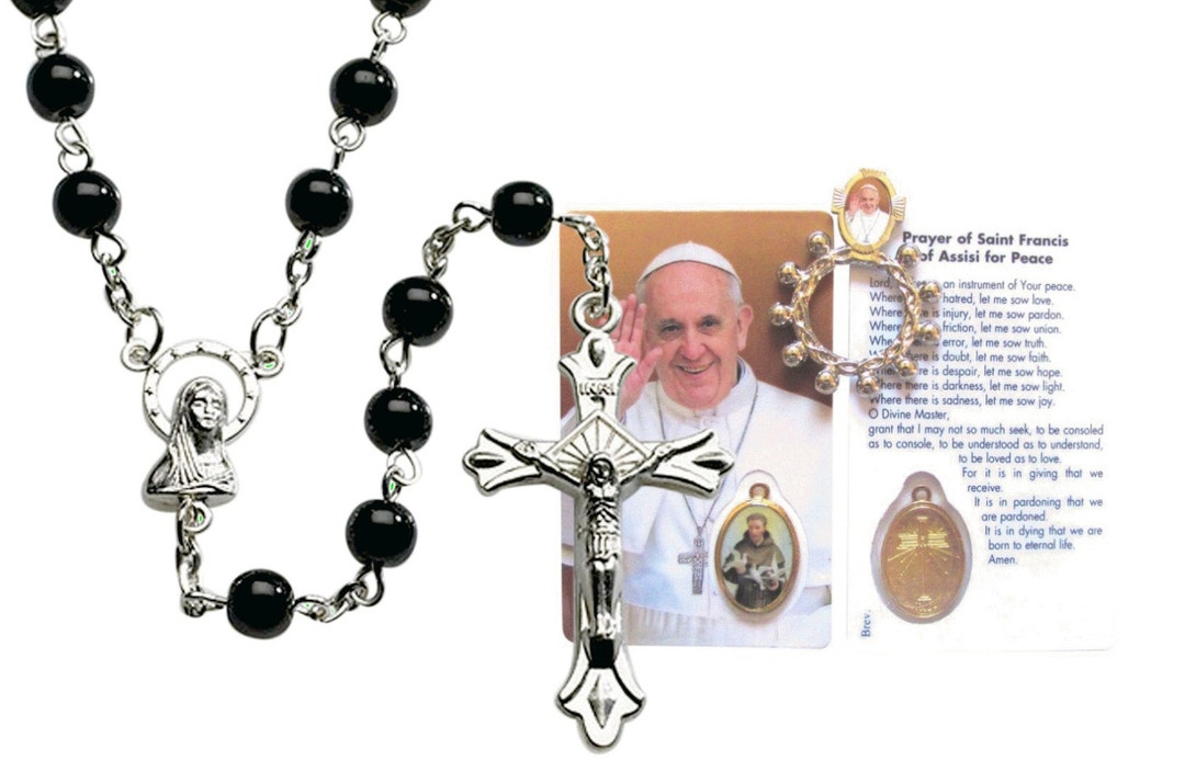 Black Gem 22 Rosary Made in Italy and Finger Rosary Set - Etsy