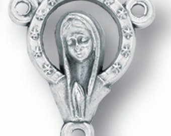Praying Madonna centerpiece rosary center   Set of 2 SILVER finish perfect for your  rosaries