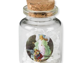 1 Dz of Baptism First Communion Favors Recuerditos De Bautismo Guardian Angel Rosary in a Bottle
