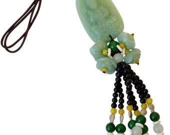 Lord Buddha Aventurine Guardian Hanging Talisman or Protection Religious Amulet Great for Auto Home or Office