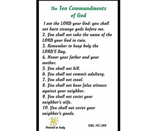 10 Ten Commandments  Laminated Italian Holy Card