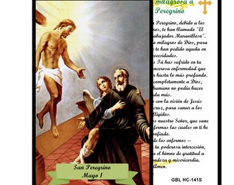 San Peregrino Patron De Los Enfermos Del Cancer Tarjeta De Rezo Laminada Set Of 10 (HC-141-S)