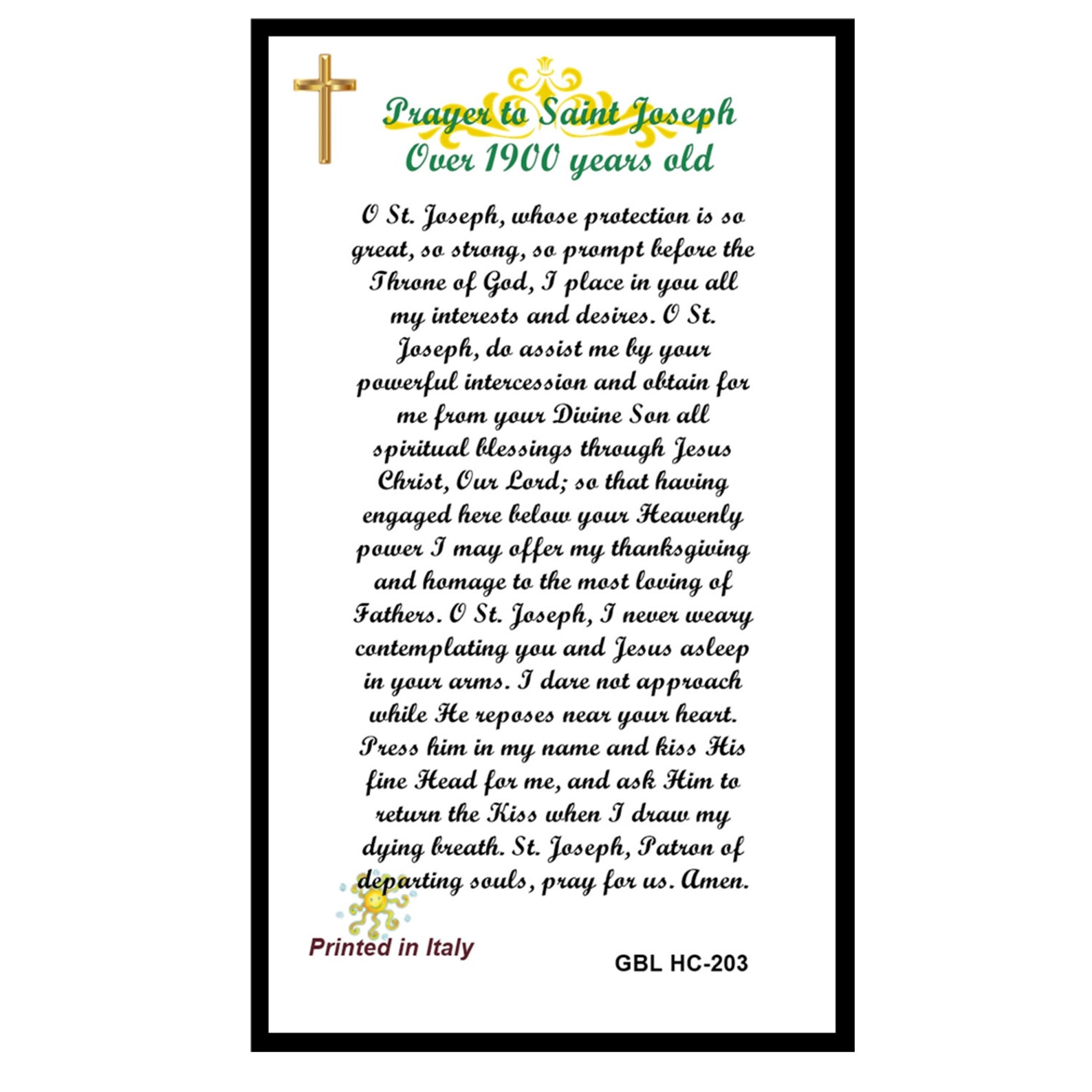Prayer to Saint Joseph Laminated Holy Card Set of 10 HC203 Etsy