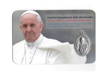 Collectable Set of 10 Prayer Cards Pope Francis Jubilee of Mercy  Prayer Cards with Medal inside