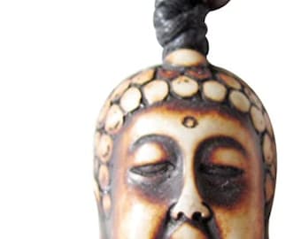 Buddha or Siddhartha Gautama Pendant with Adjustable Black Mariners Cord Necklace