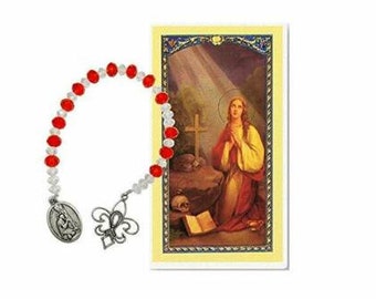 The Chaplet of Mary Magdalene Czech Crystal Beads and Silver Ov Free Hc