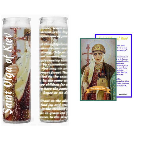 Saint Olga of Kiev Kyiv Patron of Ukraine and Vengeance Candles Medal Prayer Chaplet  Card Keyring Clip Purse Pocketbook Jewelry Accessories