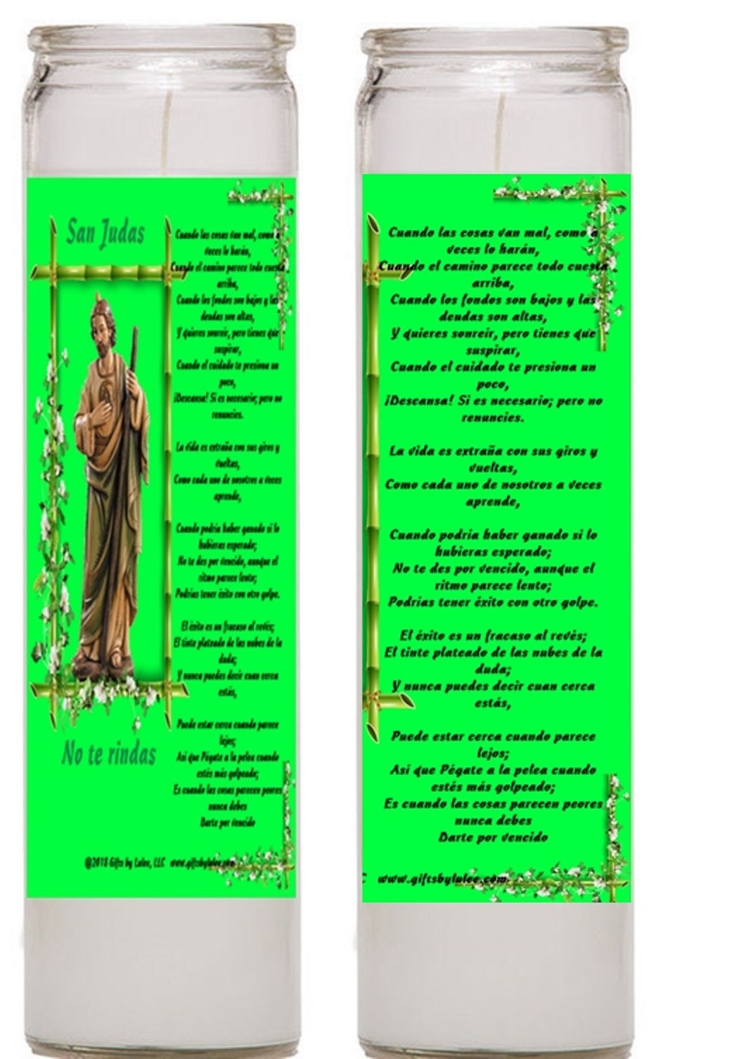 Saint Jude Prayer Candles 2 Veladoras De San Judas Tadeo Holy Card (V