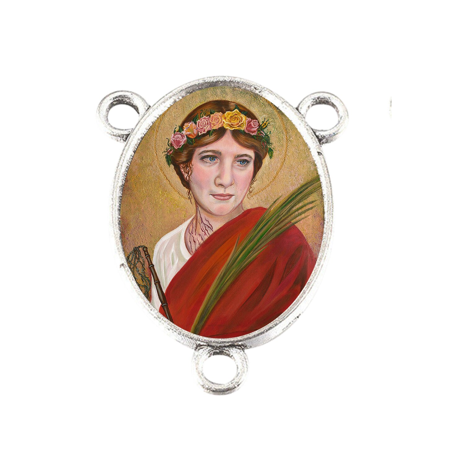 Saint Bibiana Beautiful Rosary Center Piece 18mmRosaries Finding