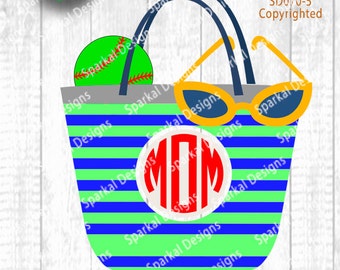 Softball Mom Tote Svg Cut File Sport Cutting File, Softball Sport Shirt Design Sunglass Vector Design for Die Cut Machines Spring Sports HTV