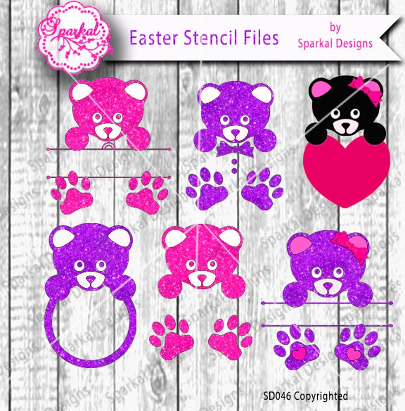Download Easter Monogram SVG Frames Easter Clipart Teddy Bear Monogram | Etsy