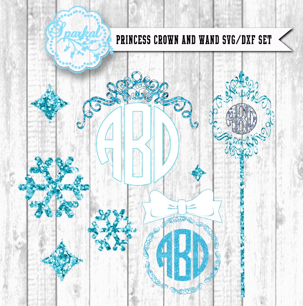 Download Princess Crown Svg Monogram Set Princess Wand A Froze Etsy