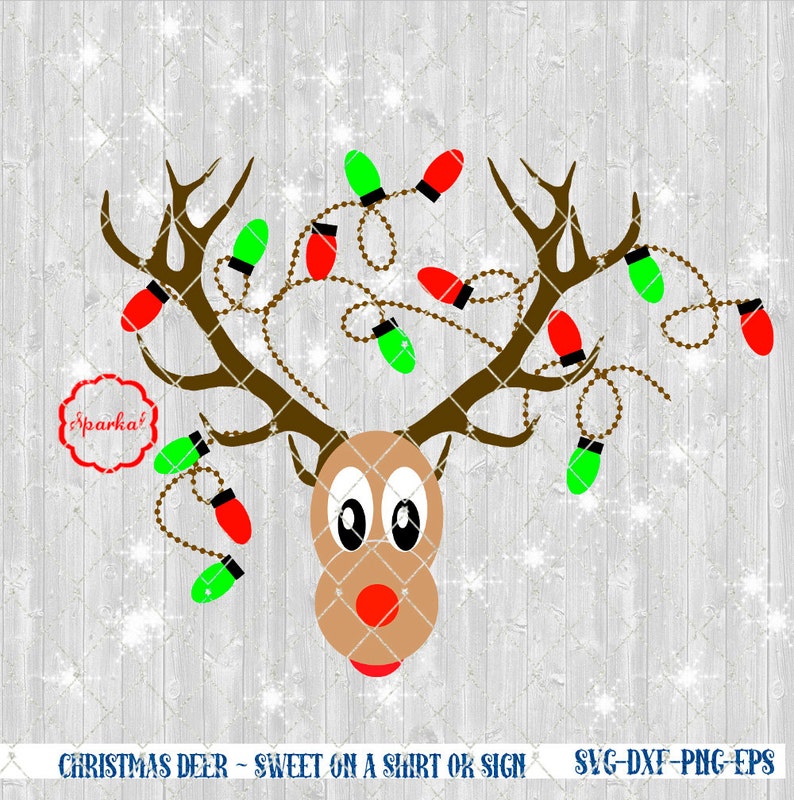 Download Reindeer with Christmas Lights in Antler SVG File Cut ...