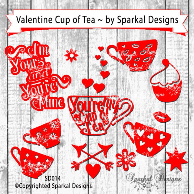 Valentine Heart SVG Typeography Tea Cup My Cup of Tea - Etsy