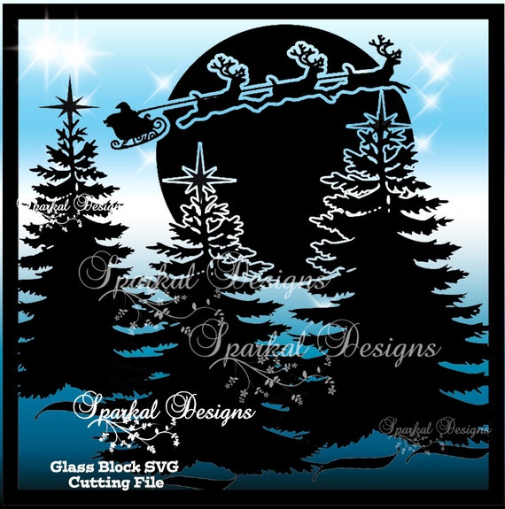 Download Free Christmas Glass Block Cutting File Winter Scene Santa S Etsy SVG DXF Cut File