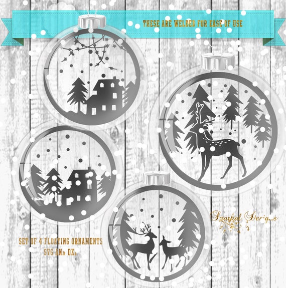 Christmas Floating Ornament Svg Winter Scenes For Inside Of Etsy