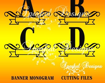 BANNER Monogram SVG Cutting Files full Alphabet svg Files Svg Alphabet Svg Letters Cut file Monogram File for Cards, HTV Vinyl, Stencilling