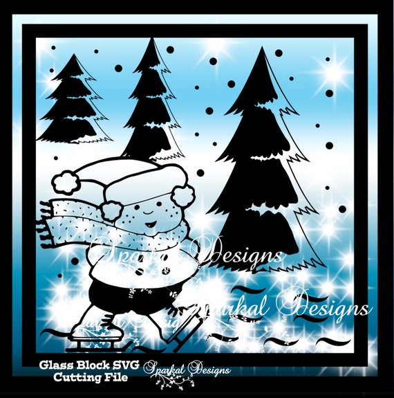Download Christmas Svg File Glass Block Little Boy Skating Cutting Etsy