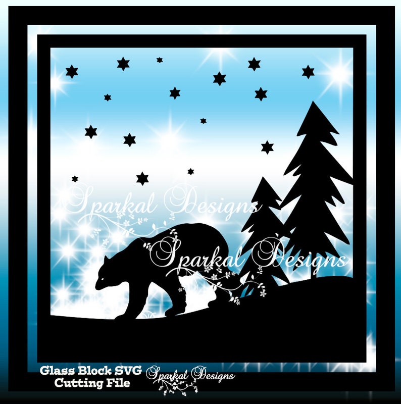Download Free Christmas Glass Block File Bear In Winter Scene Svg Cut File Etsy SVG DXF Cut File