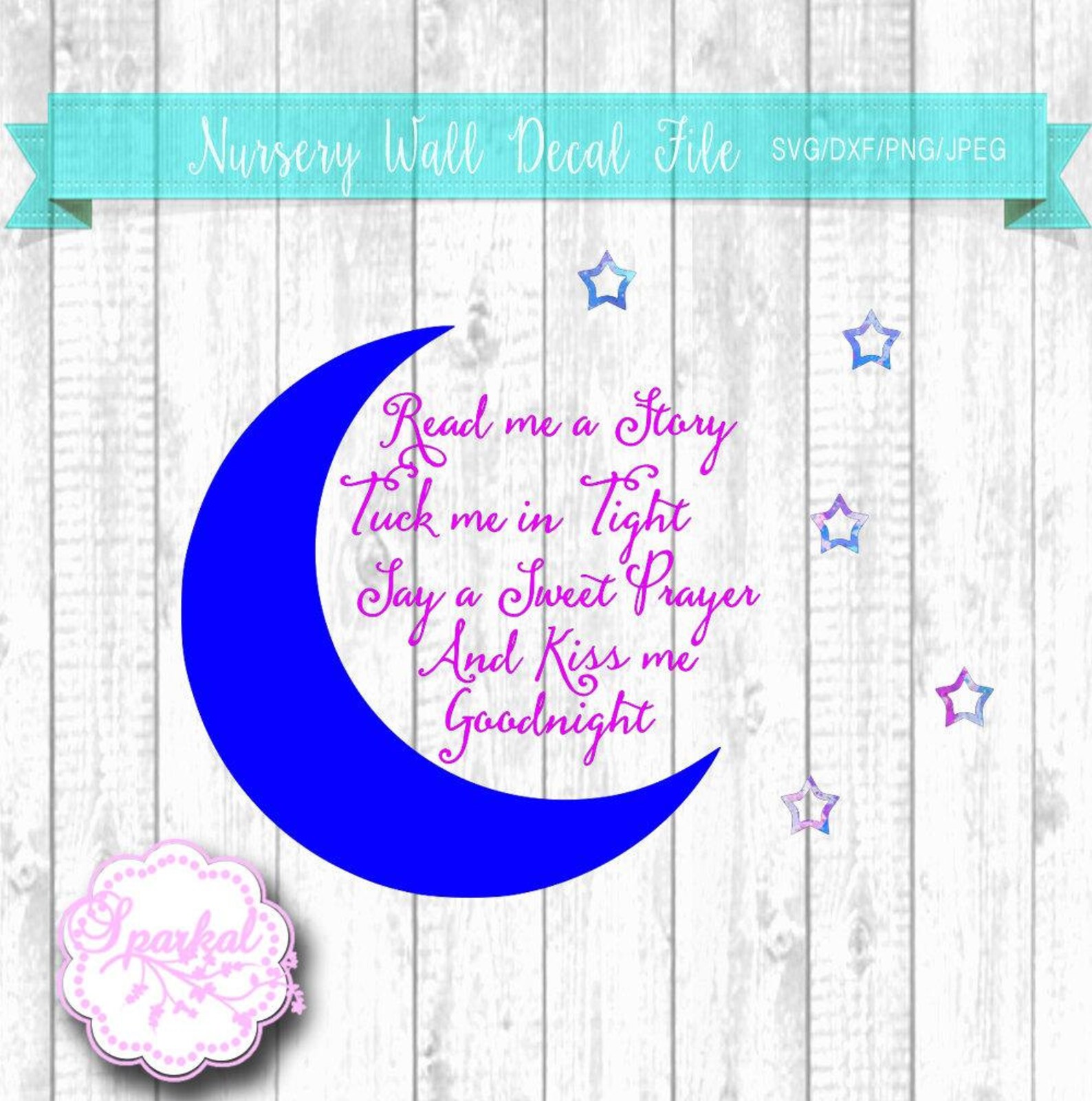 SVG nursery Rhyme Moon Stars Nursery Art Wall Etsy