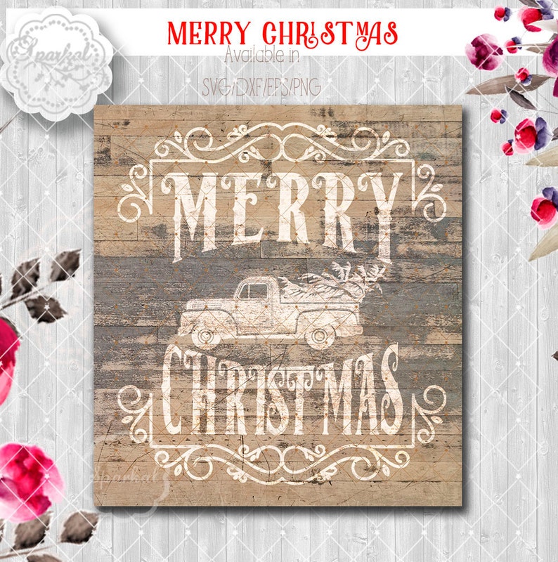 Download Vintage Red Truck Christmas SVG File Cut Files Merry | Etsy