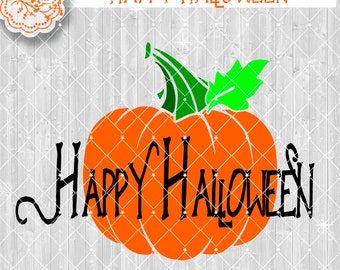 Happy Halloween Pumpkin SVG File, Halloween Cut File Silhouette Studio, SVG Halloween Design Available in SVG, Dxf, Eps, Png Fall Design Svg