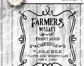 Farmers Market Sign Digital Stencil, Quotes Cutting design, Wood Sign Stencil, SVG Cut File Cricut design Space, Silhouette Studio