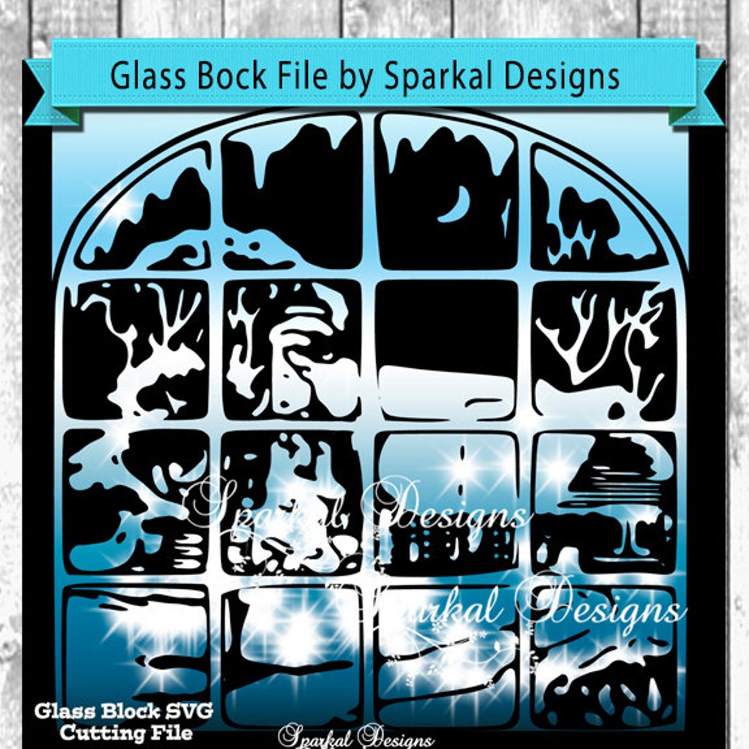 Christmas SVG File, Glass Block Designs, Retro Window Scene, Winter
