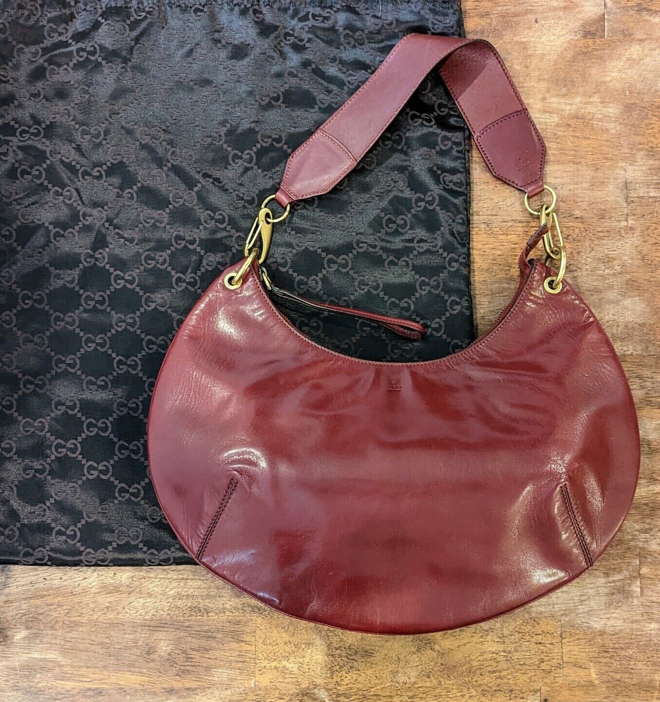 Gucci Attache Shoulder Bag Large Burgundy/Multi in Suede with Gold-tone - US
