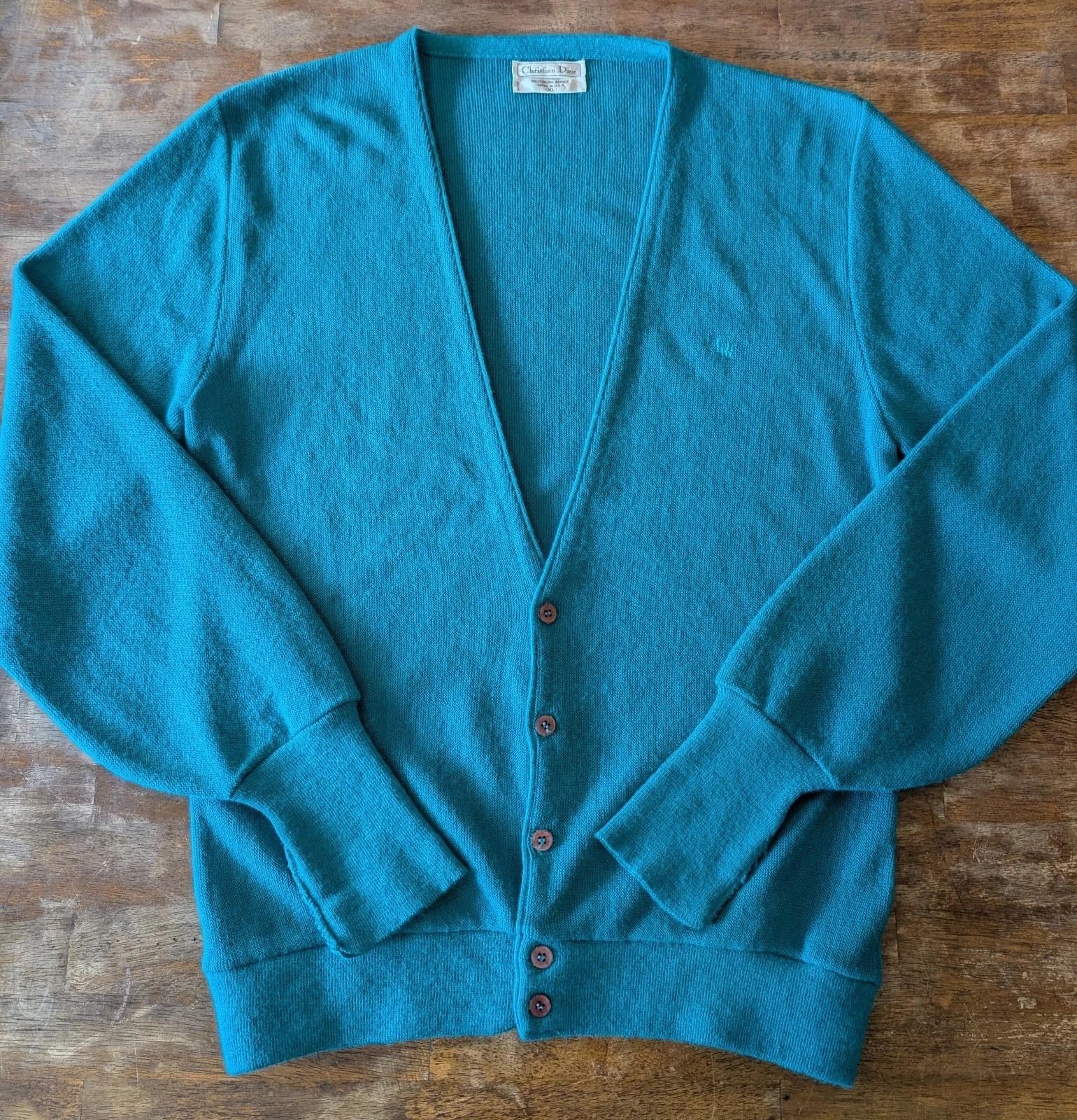 トップス 90's Christian Dior acrylic cardigan Vintage Christian Dior Cardigan Size XL Orlon Acrylic Knit
