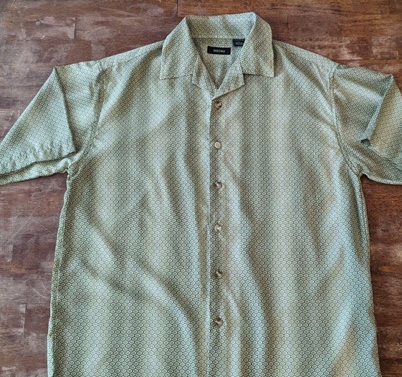 GOCHU Button Down Short Sleeve Shirt Size Medium GREE… - Gem