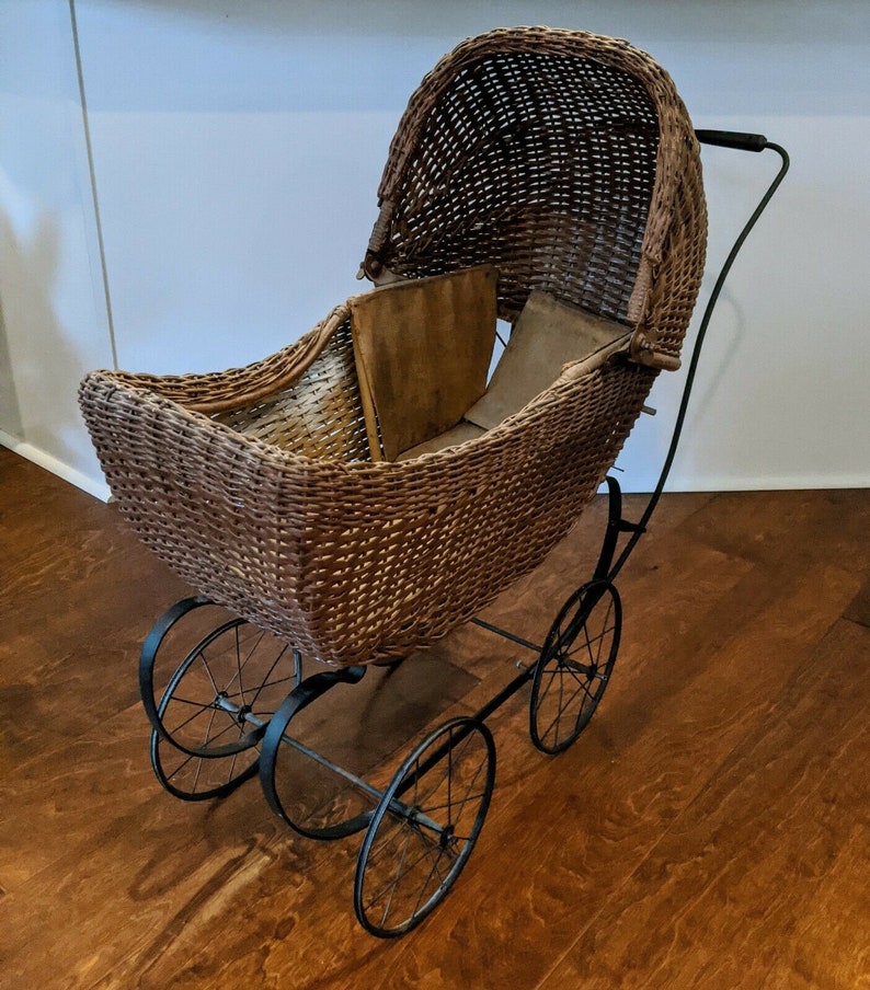 Antique Vintage Baby Doll Stroller Carriage Wicker Buggy Etsy