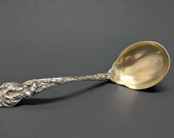 Reed & Barton Sterling Silver Les Six Fleurs Gravy Ladle Spoon Serving Antique Vintage Ornate