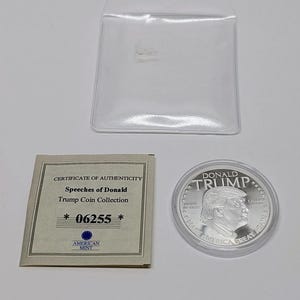 Speeches of DONALD TRUMP Commemorative Silver Coin Collection American Mint COA immagine 3
