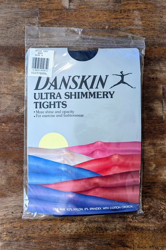 Vintage 1985 DANSKIN Ultra Shimmery Tights Pantyhose Navy Blue A