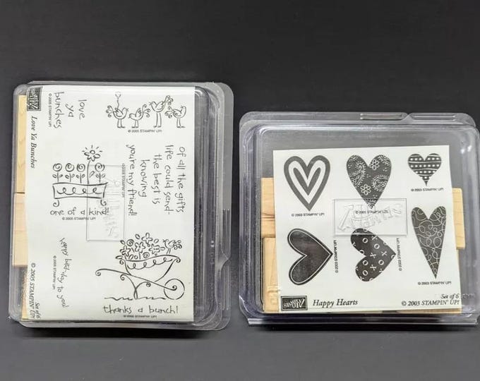 Vintage Stampin up Rubber Stamp Set: Love Ya Bunches & Happy Hearts - Etsy
