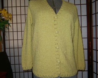 Velvet - Saylor L/S  crew Cardigan in Lime main image 0
