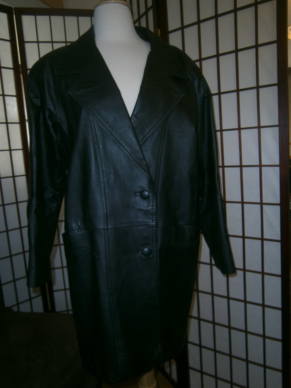 leather three quarter length jacket