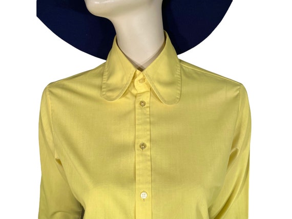 1960s Yellow Blouse with Rounded Beagle Collars a… - image 6
