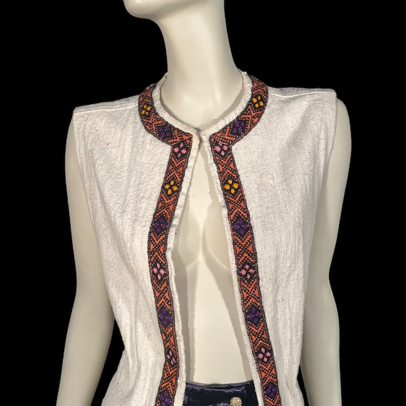 1970s Fringed Hand Woven Waistcoat Vest with Enbr… - image 2