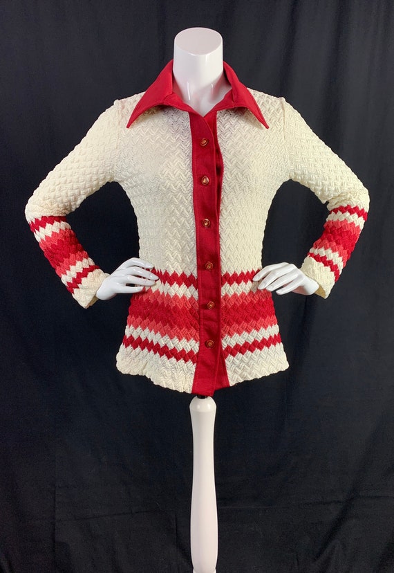 1970s Crochet Style Jacket with Dagger Collars - V