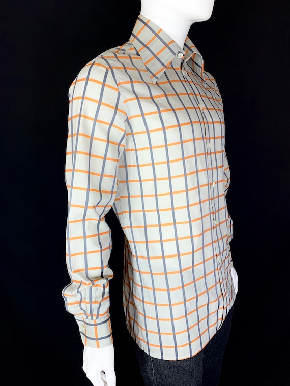 1970s Check Shirt with Huge Dagger Collars - Vinta