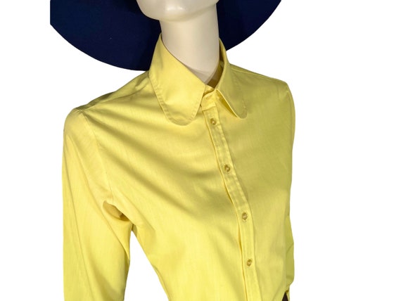 1960s Yellow Blouse with Rounded Beagle Collars a… - image 5