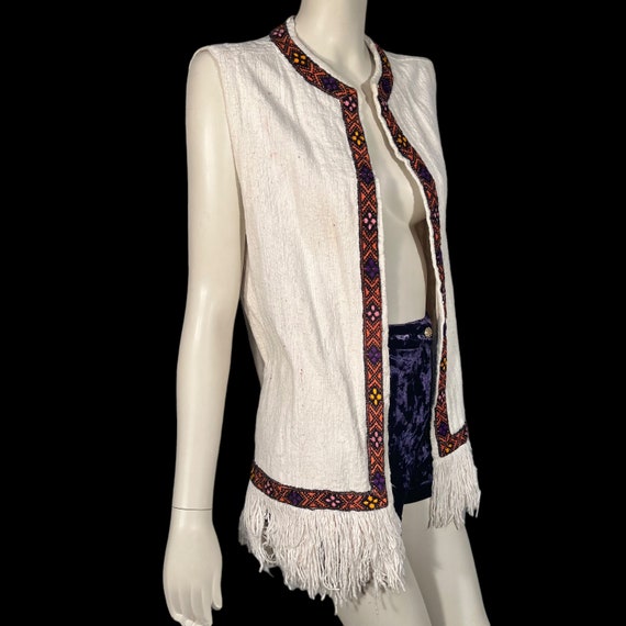 1970s Fringed Hand Woven Waistcoat Vest with Enbr… - image 8