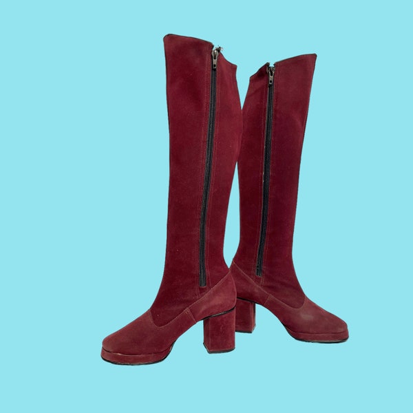 1970s Platform Boots UK Size 5 / Over Knee Style/ Vintage 70s / Platform Knee Boots/ Glam Rock / Boho style
