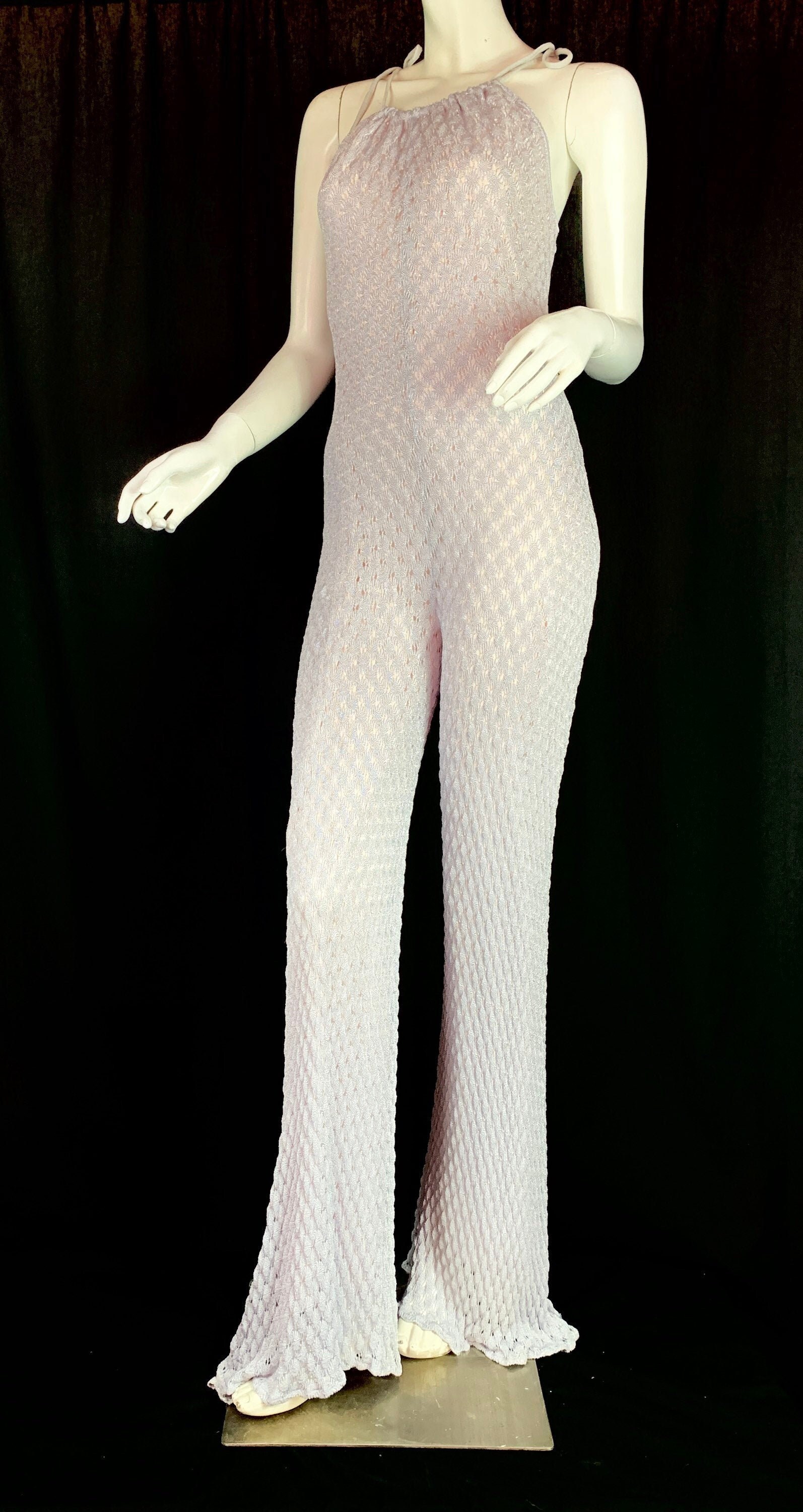 Image of S Crochet Catsuit ‘Dawnbreakers By Diana Mackinnon’ - S Jumpsuit Boho Glam Rock Look