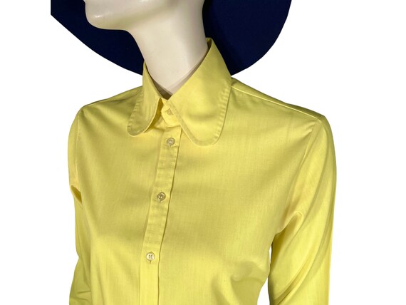 1960s Yellow Blouse with Rounded Beagle Collars a… - image 3