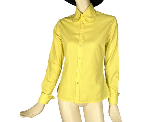 1960s Yellow Blouse with Rounded Beagle Collars a… - image 10