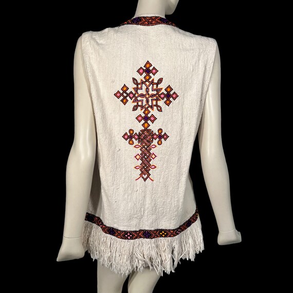 1970s Fringed Hand Woven Waistcoat Vest with Enbr… - image 5